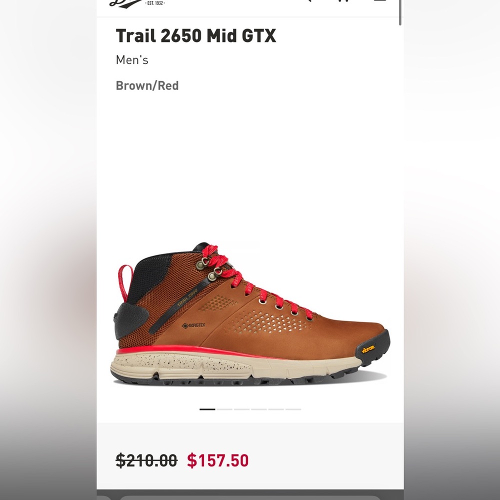 Danner Trail 2650 Mid GTX Brown and Red Boots